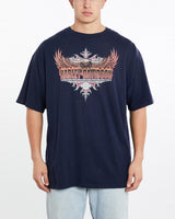 Vintage, Harley, Davidson, Tee, The Real Deal, size double extra large, colour Navy, newtown, sydney, australia, thrift store, opshop, preloved, secondhand, sustainable, retro, antique, 70s, 80s, 90s, 2000s, 00s, fashion, clothing, streetwear, trendy, garment, style, boutique, store, shop, archive, sale, cheap, best, top, T-Shirts