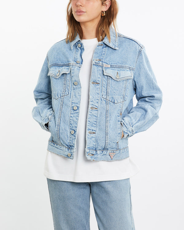 Vintage, 90s, Guess, USA, Denim, Jacket, The Real Deal, size medium, colour Blue, newtown, sydney, australia, thrift store, opshop, preloved, secondhand, sustainable, retro, antique, 70s, 80s, 90s, 2000s, 00s, fashion, clothing, streetwear, trendy, garment, style, boutique, store, shop, archive, sale, cheap, best, top, Jackets