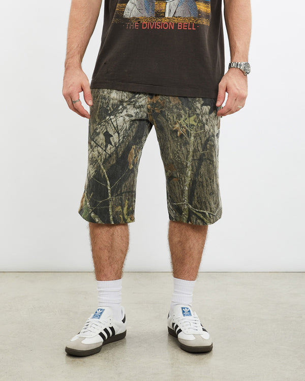 Vintage, Mossy, Oak, Realtree, Camo, Carpenter, Shorts, The Real Deal, size 33", colour Green, newtown, sydney, australia, thrift store, opshop, preloved, secondhand, sustainable, retro, antique, 70s, 80s, 90s, 2000s, 00s, fashion, clothing, streetwear, trendy, garment, style, boutique, store, shop, archive, sale, cheap, best, top, Shorts