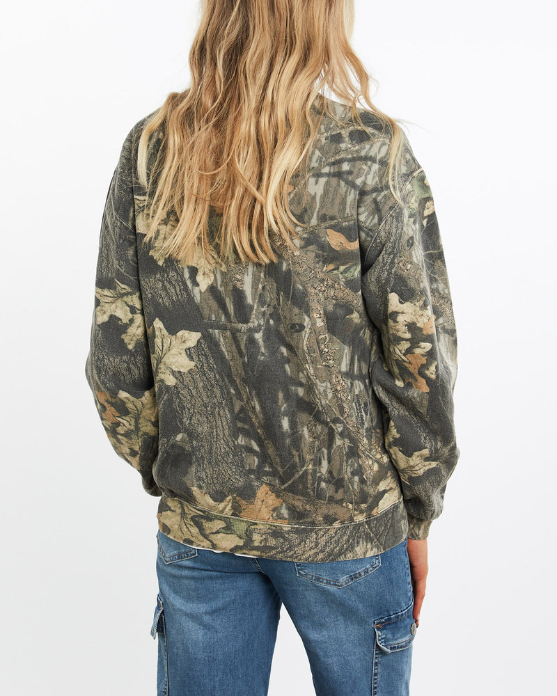 Vintage, 90s, Realtree, Camo, Sweatshirt, The Real Deal, size medium, colour Green, newtown, sydney, australia, thrift store, opshop, preloved, secondhand, sustainable, retro, antique, 70s, 80s, 90s, 2000s, 00s, fashion, clothing, streetwear, trendy, garment, style, boutique, store, shop, archive, sale, cheap, best, top, Sweats and hoodies