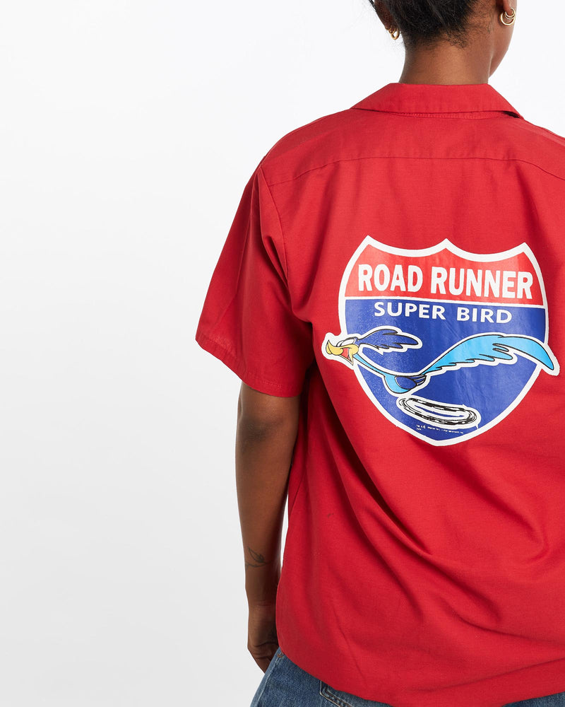 Vintage, Road, Runner, Looney, Tunes, Mechanic, Shirt, The Real Deal, size medium, colour Red, newtown, sydney, australia, thrift store, opshop, preloved, secondhand, sustainable, retro, antique, 70s, 80s, 90s, 2000s, 00s, fashion, clothing, streetwear, trendy, garment, style, boutique, store, shop, archive, sale, cheap, best, top, Shirts