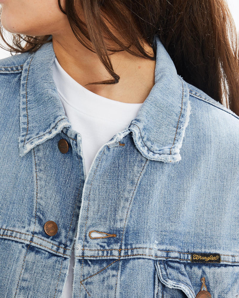 Vintage, 90s, Wrangler, Denim, Jacket, The Real Deal, size medium, colour Blue, newtown, sydney, australia, thrift store, opshop, preloved, secondhand, sustainable, retro, antique, 70s, 80s, 90s, 2000s, 00s, fashion, clothing, streetwear, trendy, garment, style, boutique, store, shop, archive, sale, cheap, best, top, Jackets