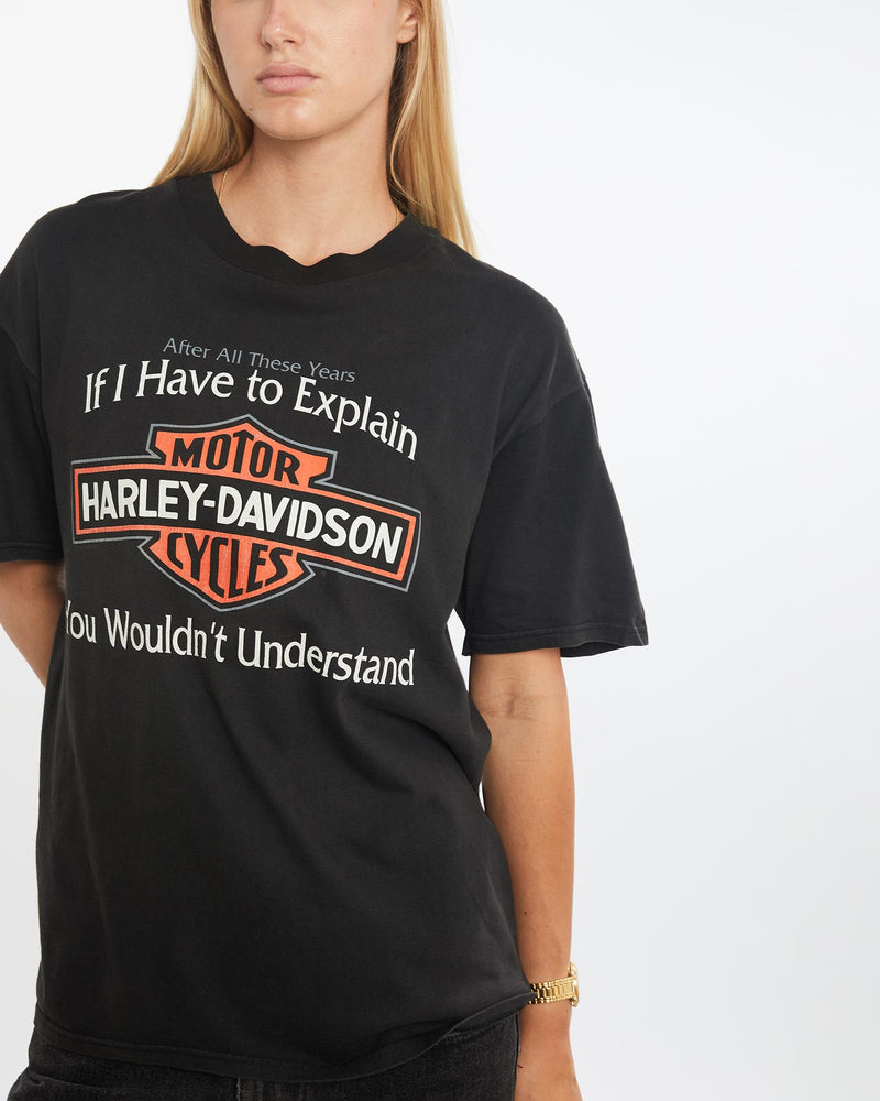 Vintage, 1997, Harley, Davidson, Tee, The Real Deal, size medium, colour Black, newtown, sydney, australia, thrift store, opshop, preloved, secondhand, sustainable, retro, antique, 70s, 80s, 90s, 2000s, 00s, fashion, clothing, streetwear, trendy, garment, style, boutique, store, shop, archive, sale, cheap, best, top, T-Shirts