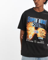 Vintage, NFL, Steelers, vs, Seahawks, Super, Bowl, Tee, The Real Deal, size large, colour Black, newtown, sydney, australia, thrift store, opshop, preloved, secondhand, sustainable, retro, antique, 70s, 80s, 90s, 2000s, 00s, fashion, clothing, streetwear, trendy, garment, style, boutique, store, shop, archive, sale, cheap, best, top, T-Shirts