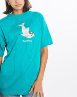 Vintage, 90s, Dolphin, Cartoon, Sea, World, Tee, The Real Deal, size small, colour Blue, newtown, sydney, australia, thrift store, opshop, preloved, secondhand, sustainable, retro, antique, 70s, 80s, 90s, 2000s, 00s, fashion, clothing, streetwear, trendy, garment, style, boutique, store, shop, archive, sale, cheap, best, top, T-Shirts