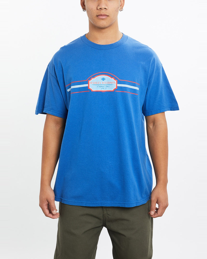 Vintage, Harley, Davidson, Tee, The Real Deal, size large, colour Blue, newtown, sydney, australia, thrift store, opshop, preloved, secondhand, sustainable, retro, antique, 70s, 80s, 90s, 2000s, 00s, fashion, clothing, streetwear, trendy, garment, style, boutique, store, shop, archive, sale, cheap, best, top, T-Shirts