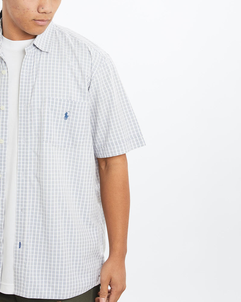 Vintage, 90s, Polo, Ralph, Lauren, Short, Sleeve, Button, Up, Shirt, The Real Deal, size large, colour Grey, newtown, sydney, australia, thrift store, opshop, preloved, secondhand, sustainable, retro, antique, 70s, 80s, 90s, 2000s, 00s, fashion, clothing, streetwear, trendy, garment, style, boutique, store, shop, archive, sale, cheap, best, top, Shirts