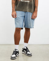 Vintage, Lee, Carpenter, Denim, Shorts, The Real Deal, size 35", colour Blue, newtown, sydney, australia, thrift store, opshop, preloved, secondhand, sustainable, retro, antique, 70s, 80s, 90s, 2000s, 00s, fashion, clothing, streetwear, trendy, garment, style, boutique, store, shop, archive, sale, cheap, best, top, Shorts