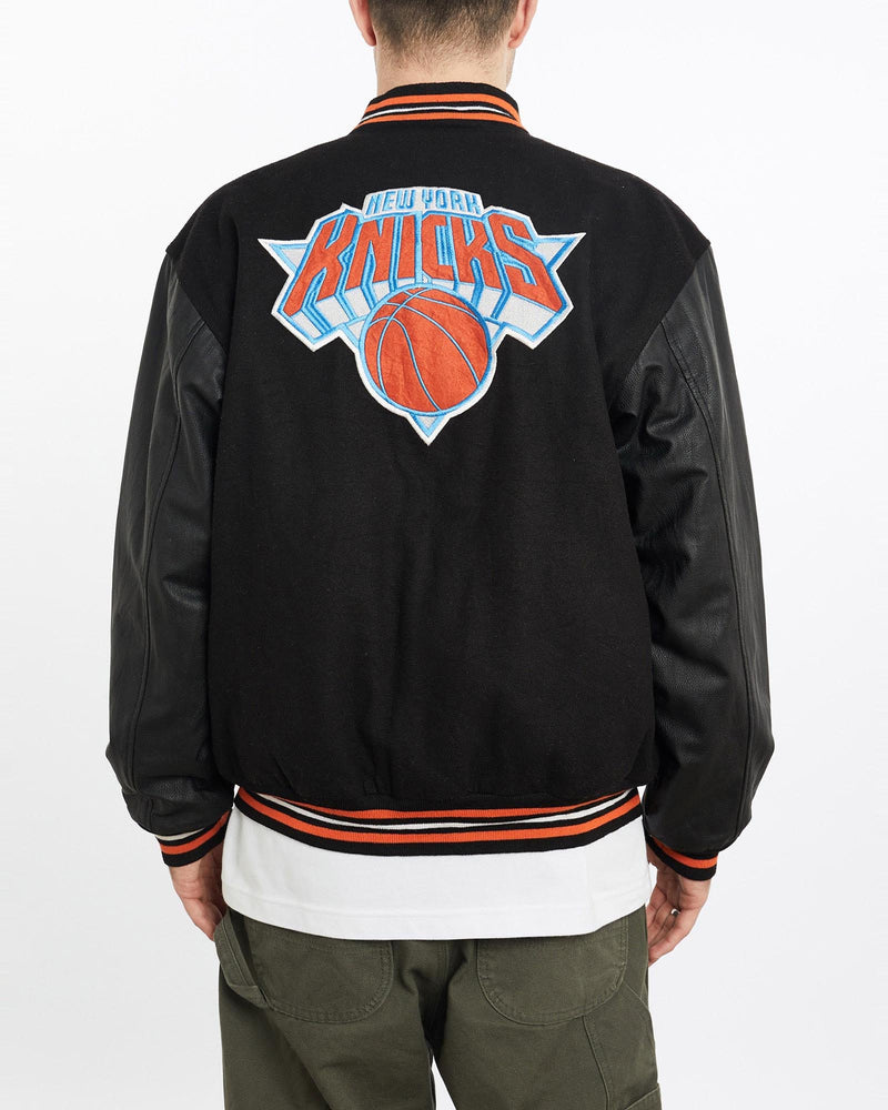 Vintage, NBA, New, York, Knicks, Varsity, Jacket, The Real Deal, size extra large, colour Black, newtown, sydney, australia, thrift store, opshop, preloved, secondhand, sustainable, retro, antique, 70s, 80s, 90s, 2000s, 00s, fashion, clothing, streetwear, trendy, garment, style, boutique, store, shop, archive, sale, cheap, best, top, Jackets