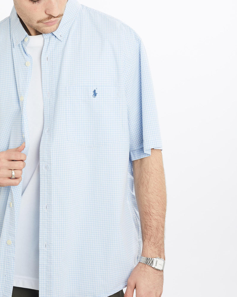 Vintage, 90s, Polo, Ralph, Lauren, Short, Sleeve, Button, Up, Shirt, The Real Deal, size extra large, colour Blue, newtown, sydney, australia, thrift store, opshop, preloved, secondhand, sustainable, retro, antique, 70s, 80s, 90s, 2000s, 00s, fashion, clothing, streetwear, trendy, garment, style, boutique, store, shop, archive, sale, cheap, best, top, Shirts