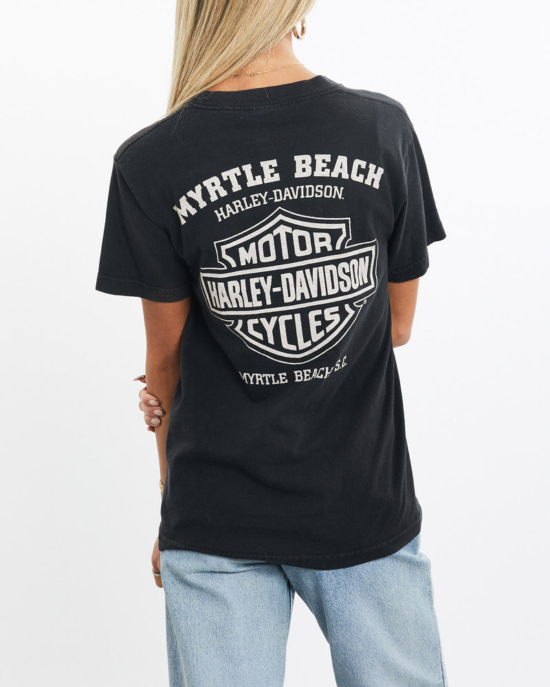 Vintage, Harley, Davidson, Tee, The Real Deal, size extra small, colour Black, newtown, sydney, australia, thrift store, opshop, preloved, secondhand, sustainable, retro, antique, 70s, 80s, 90s, 2000s, 00s, fashion, clothing, streetwear, trendy, garment, style, boutique, store, shop, archive, sale, cheap, best, top, T-Shirts