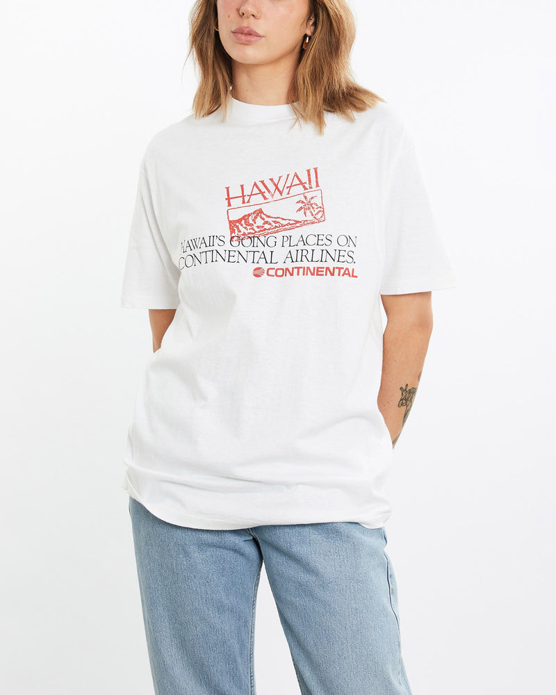 Vintage, 90s, Continental, Airlines, Hawaii', Tee, The Real Deal, size medium, colour Blue, newtown, sydney, australia, thrift store, opshop, preloved, secondhand, sustainable, retro, antique, 70s, 80s, 90s, 2000s, 00s, fashion, clothing, streetwear, trendy, garment, style, boutique, store, shop, archive, sale, cheap, best, top, T-Shirts