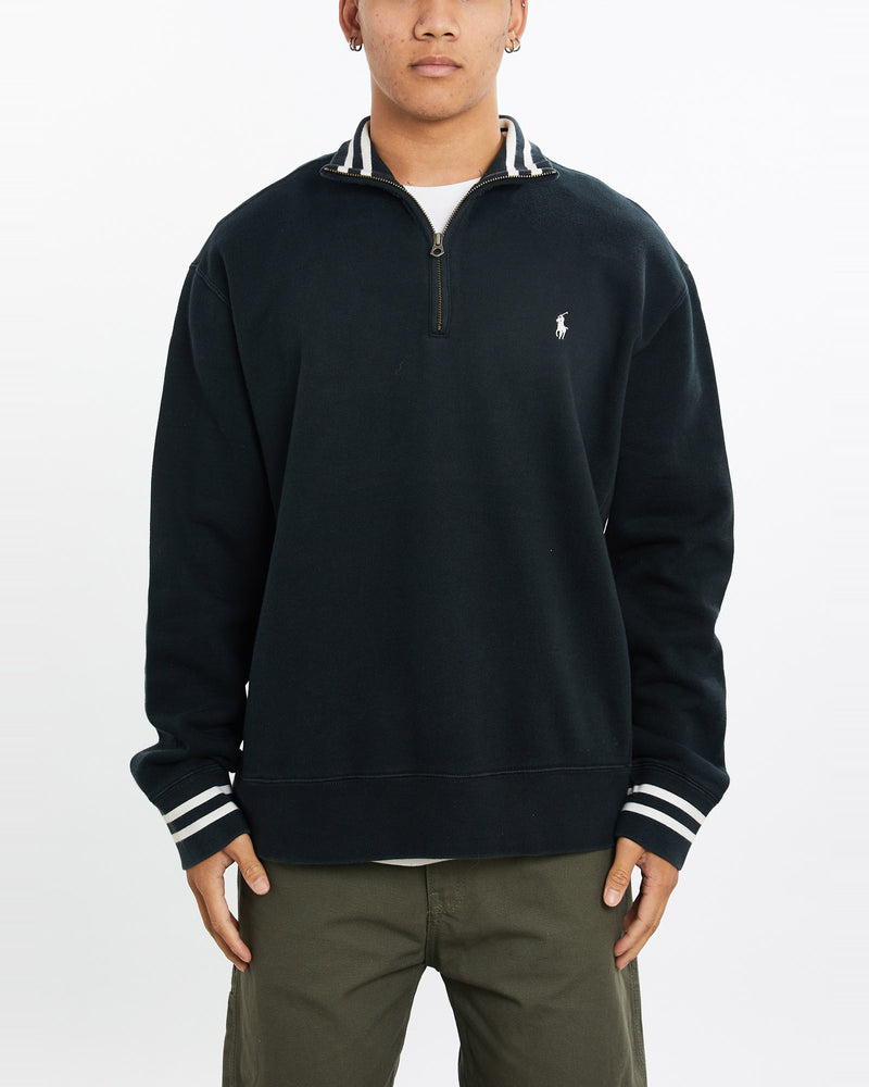 Vintage, 90s, Polo, Ralph, Lauren, Quarter, Zip, Sweatshirt, The Real Deal, size extra large, colour Black, newtown, sydney, australia, thrift store, opshop, preloved, secondhand, sustainable, retro, antique, 70s, 80s, 90s, 2000s, 00s, fashion, clothing, streetwear, trendy, garment, style, boutique, store, shop, archive, sale, cheap, best, top, Sweats and hoodies