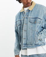 Vintage, 90s, Wrangler, Blanket, Lined, Denim, Jacket, The Real Deal, size large, colour Blue, newtown, sydney, australia, thrift store, opshop, preloved, secondhand, sustainable, retro, antique, 70s, 80s, 90s, 2000s, 00s, fashion, clothing, streetwear, trendy, garment, style, boutique, store, shop, archive, sale, cheap, best, top, Jackets