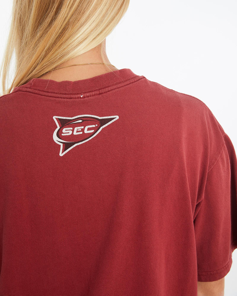 Vintage, Nike, University, of, Carolina, Football, Tee, The Real Deal, size medium, colour Red, newtown, sydney, australia, thrift store, opshop, preloved, secondhand, sustainable, retro, antique, 70s, 80s, 90s, 2000s, 00s, fashion, clothing, streetwear, trendy, garment, style, boutique, store, shop, archive, sale, cheap, best, top, T-Shirts