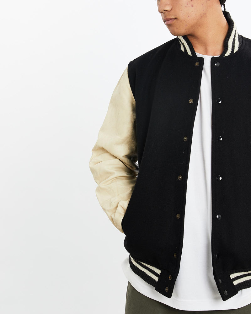 Vintage, 90s, Varsity, Jacket, The Real Deal, size large, colour Black, newtown, sydney, australia, thrift store, opshop, preloved, secondhand, sustainable, retro, antique, 70s, 80s, 90s, 2000s, 00s, fashion, clothing, streetwear, trendy, garment, style, boutique, store, shop, archive, sale, cheap, best, top, Jackets