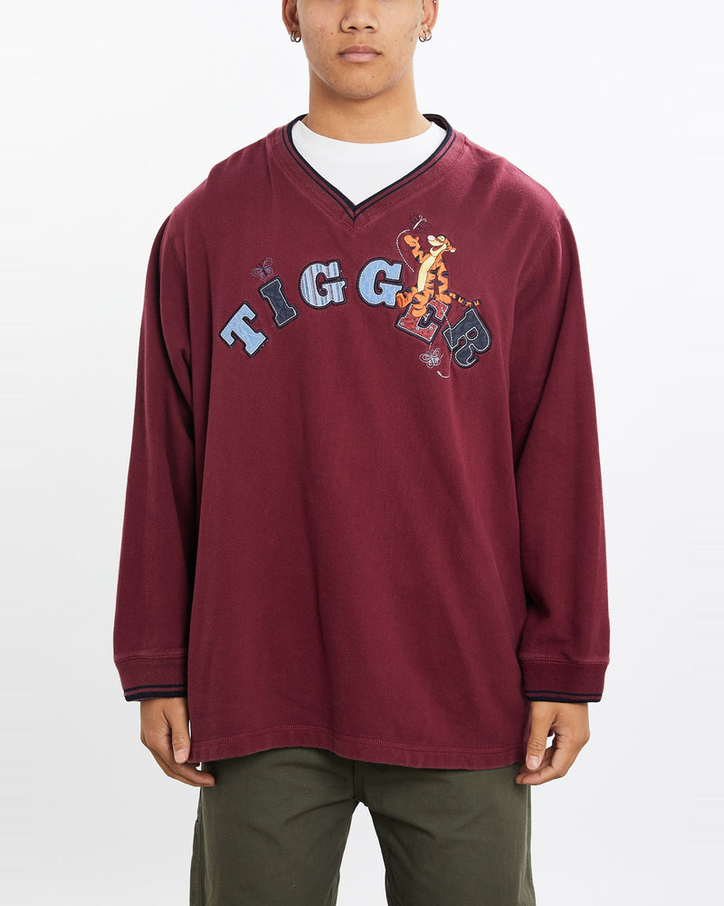 Vintage, Disney, Winnie, The, Pooh, Tigger', Sweatshirt, The Real Deal, size extra large, colour Burgundy, newtown, sydney, australia, thrift store, opshop, preloved, secondhand, sustainable, retro, antique, 70s, 80s, 90s, 2000s, 00s, fashion, clothing, streetwear, trendy, garment, style, boutique, store, shop, archive, sale, cheap, best, top, Sweats and hoodies