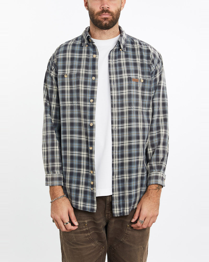 Vintage, 90s, Carhartt, Button, Up, Shirt, The Real Deal, size extra large, colour Blue, newtown, sydney, australia, thrift store, opshop, preloved, secondhand, sustainable, retro, antique, 70s, 80s, 90s, 2000s, 00s, fashion, clothing, streetwear, trendy, garment, style, boutique, store, shop, archive, sale, cheap, best, top, Shirts