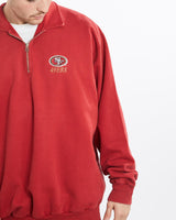 Vintage, 90s, NFL, San, Francisco, 49ers, Quarter, Zip, Sweatshirt, The Real Deal, size extra large, colour Red, newtown, sydney, australia, thrift store, opshop, preloved, secondhand, sustainable, retro, antique, 70s, 80s, 90s, 2000s, 00s, fashion, clothing, streetwear, trendy, garment, style, boutique, store, shop, archive, sale, cheap, best, top, Sweats and hoodies