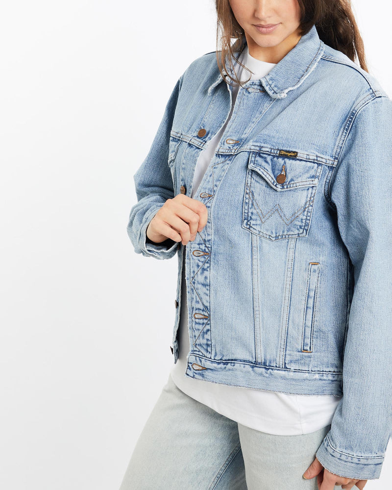 Vintage, 90s, Wrangler, Denim, Jacket, The Real Deal, size medium, colour Blue, newtown, sydney, australia, thrift store, opshop, preloved, secondhand, sustainable, retro, antique, 70s, 80s, 90s, 2000s, 00s, fashion, clothing, streetwear, trendy, garment, style, boutique, store, shop, archive, sale, cheap, best, top, Jackets