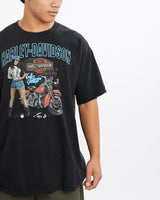 Harley, Davidson, Tee, The Real Deal, size large, colour Black, newtown, sydney, australia, thrift store, opshop, preloved, secondhand, sustainable, retro, antique, 70s, 80s, 90s, 2000s, 00s, fashion, clothing, streetwear, trendy, garment, style, boutique, store, shop, archive, sale, cheap, best, top, T-Shirts