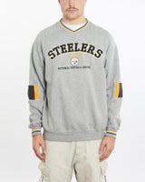Vintage, NFL, Pittsburgh, Steelers, Sweatshirt, The Real Deal, size large, colour Grey, newtown, sydney, australia, thrift store, opshop, preloved, secondhand, sustainable, retro, antique, 70s, 80s, 90s, 2000s, 00s, fashion, clothing, streetwear, trendy, garment, style, boutique, store, shop, archive, sale, cheap, best, top, Sweats and hoodies