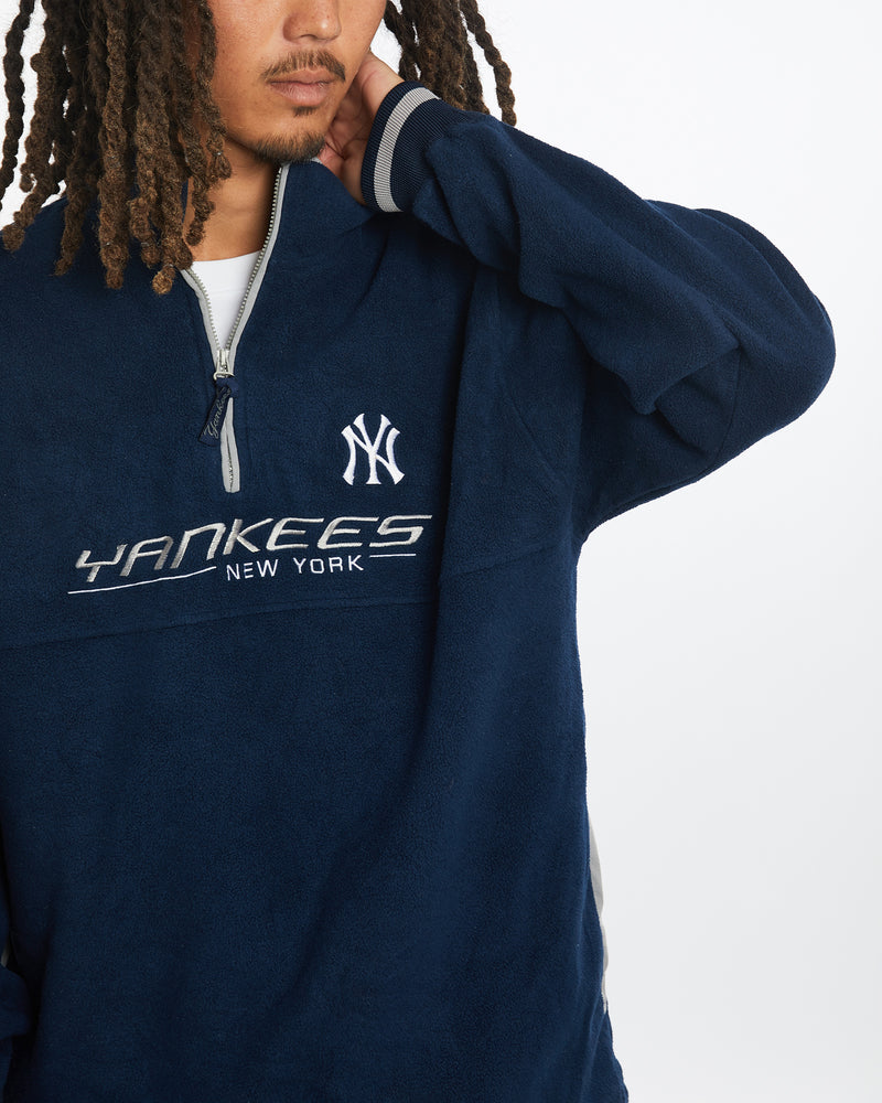 Vintage 90s MLB New York Yankees Quarter Zip Fleece Sweatshirt <br>L , The Real Deal , newtown, sydney, australia, thrift store, opshop, preloved, secondhand, sustainable, retro, antique, 70s, 80s, 90s, 2000s, 00s, fashion, clothing, streetwear, trendy, garment, style, boutique, store, shop, archive, sale, cheap, best, top