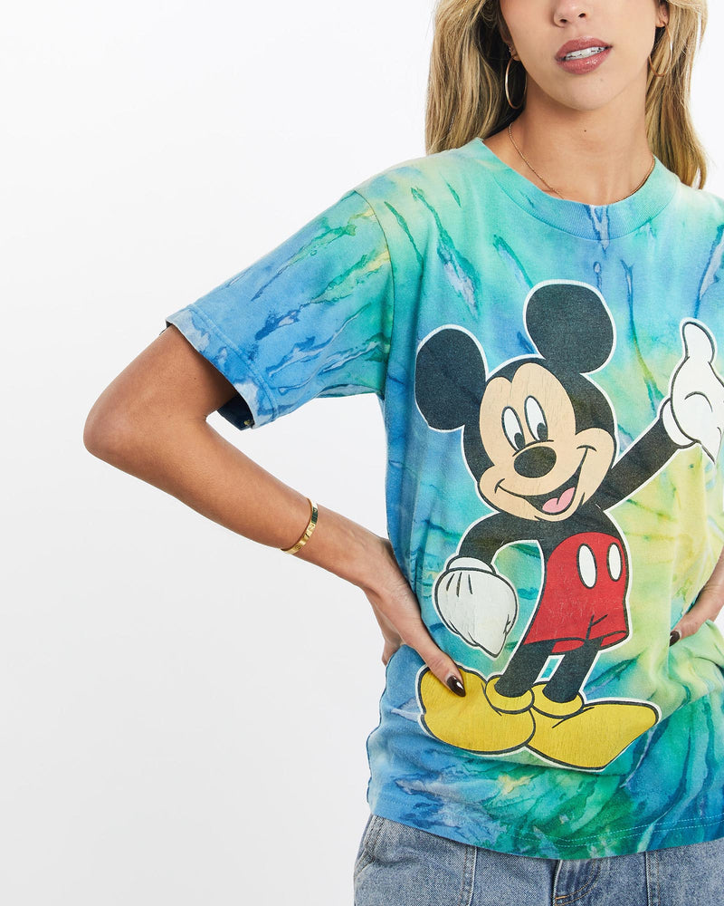 Vintage, 90s, Disney, Mickey, Mouse, Tie, Dye, Tee, The Real Deal, size extra small, colour Multicolour, newtown, sydney, australia, thrift store, opshop, preloved, secondhand, sustainable, retro, antique, 70s, 80s, 90s, 2000s, 00s, fashion, clothing, streetwear, trendy, garment, style, boutique, store, shop, archive, sale, cheap, best, top, T-Shirts