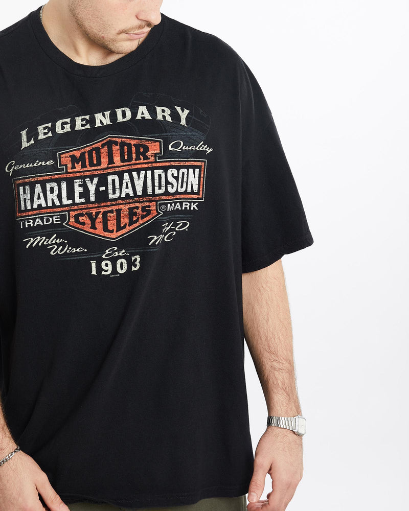 Vintage, Harley, Davidson, Tee, The Real Deal, size double extra large, colour Black, newtown, sydney, australia, thrift store, opshop, preloved, secondhand, sustainable, retro, antique, 70s, 80s, 90s, 2000s, 00s, fashion, clothing, streetwear, trendy, garment, style, boutique, store, shop, archive, sale, cheap, best, top, T-Shirts