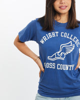 Vintage, 80s, Wright, College, Cross, Country, Tee, The Real Deal, size double extra small, colour Blue, newtown, sydney, australia, thrift store, opshop, preloved, secondhand, sustainable, retro, antique, 70s, 80s, 90s, 2000s, 00s, fashion, clothing, streetwear, trendy, garment, style, boutique, store, shop, archive, sale, cheap, best, top, T-Shirts