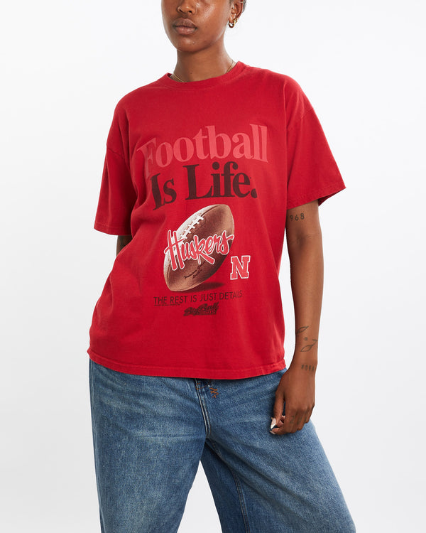Vintage, 90s, NCAA, University, of, Nebraska, Huskers, Tee, The Real Deal, size medium, colour Red, newtown, sydney, australia, thrift store, opshop, preloved, secondhand, sustainable, retro, antique, 70s, 80s, 90s, 2000s, 00s, fashion, clothing, streetwear, trendy, garment, style, boutique, store, shop, archive, sale, cheap, best, top, T-Shirts