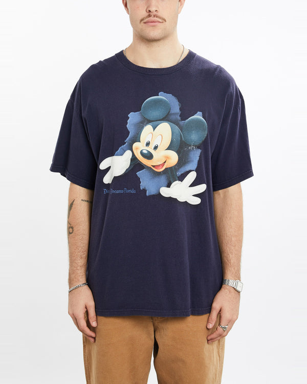 Vintage, Disney, Mickey, Mouse, Tee, The Real Deal, size extra large, colour Navy, newtown, sydney, australia, thrift store, opshop, preloved, secondhand, sustainable, retro, antique, 70s, 80s, 90s, 2000s, 00s, fashion, clothing, streetwear, trendy, garment, style, boutique, store, shop, archive, sale, cheap, best, top, T-Shirts