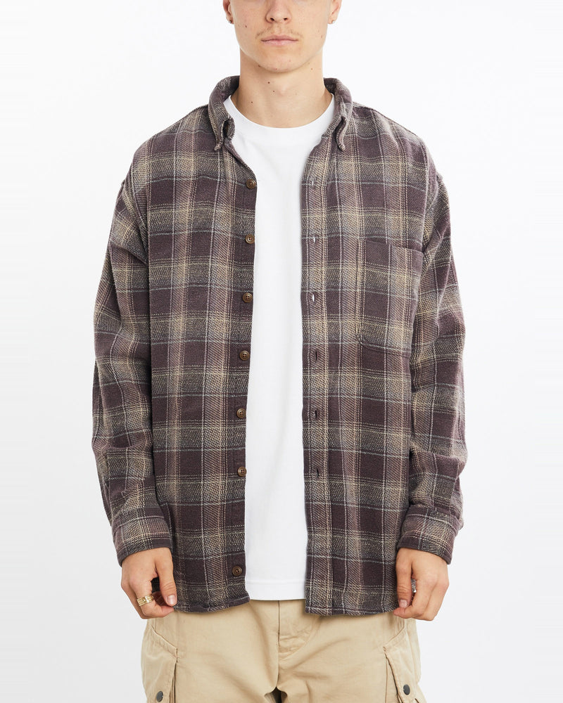 Vintage, Five, Brother, Flannelette, Button, Up, Shirt, The Real Deal, size large, colour Purple, newtown, sydney, australia, thrift store, opshop, preloved, secondhand, sustainable, retro, antique, 70s, 80s, 90s, 2000s, 00s, fashion, clothing, streetwear, trendy, garment, style, boutique, store, shop, archive, sale, cheap, best, top, Shirts