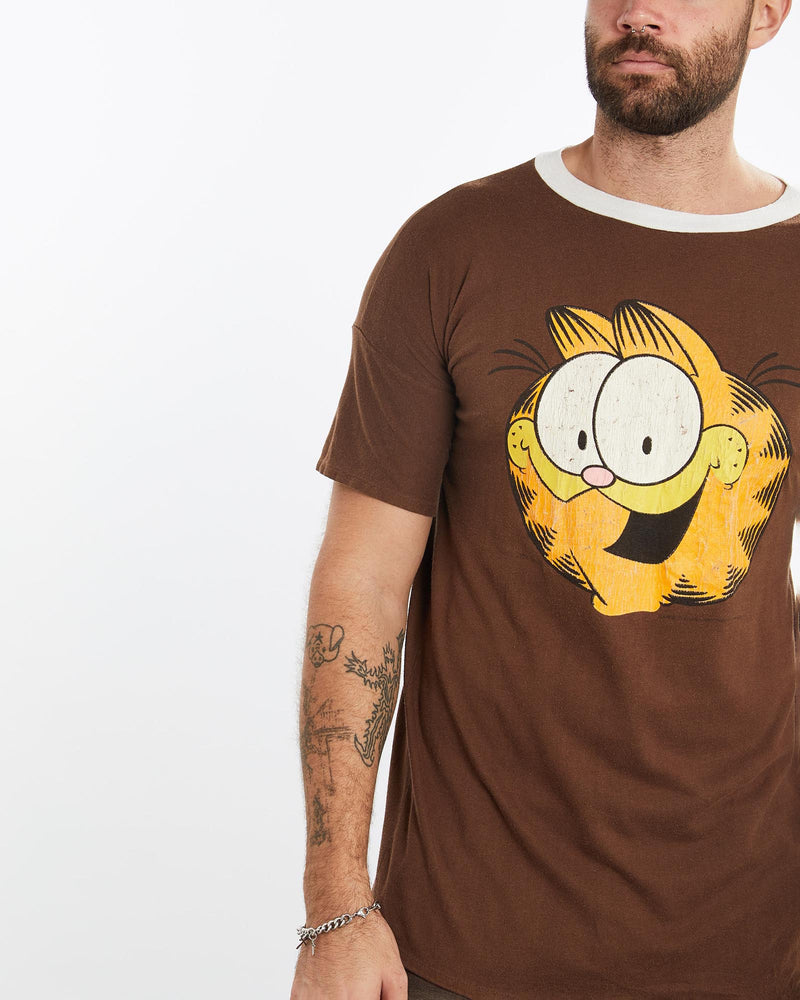 Vintage, 80s, Garfield, Cartoon, Tee, The Real Deal, size large, colour Brown, newtown, sydney, australia, thrift store, opshop, preloved, secondhand, sustainable, retro, antique, 70s, 80s, 90s, 2000s, 00s, fashion, clothing, streetwear, trendy, garment, style, boutique, store, shop, archive, sale, cheap, best, top, T-Shirts