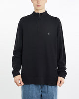 Vintage, 90s, Polo, Ralph, Lauren, Quarter, Zip, Sweater, The Real Deal, size extra large, colour Black, newtown, sydney, australia, thrift store, opshop, preloved, secondhand, sustainable, retro, antique, 70s, 80s, 90s, 2000s, 00s, fashion, clothing, streetwear, trendy, garment, style, boutique, store, shop, archive, sale, cheap, best, top, Sweats and hoodies