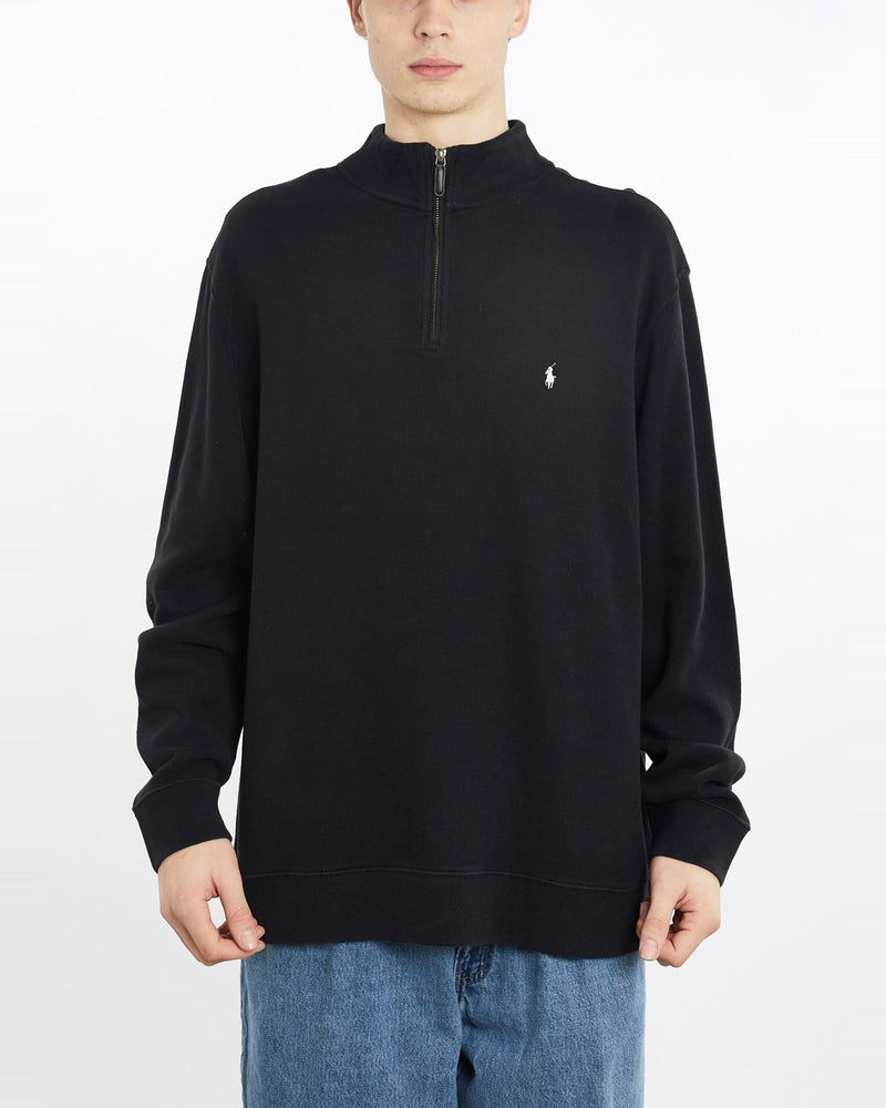 Vintage, 90s, Polo, Ralph, Lauren, Quarter, Zip, Sweater, The Real Deal, size extra large, colour Black, newtown, sydney, australia, thrift store, opshop, preloved, secondhand, sustainable, retro, antique, 70s, 80s, 90s, 2000s, 00s, fashion, clothing, streetwear, trendy, garment, style, boutique, store, shop, archive, sale, cheap, best, top, Sweats and hoodies