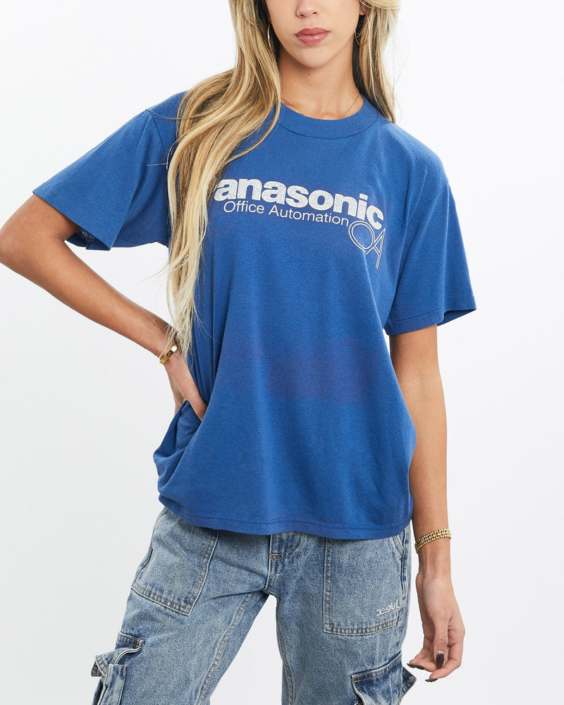 Vintage, 80s, Panasonic, Tech, Tee, The Real Deal, size extra small, colour Blue, newtown, sydney, australia, thrift store, opshop, preloved, secondhand, sustainable, retro, antique, 70s, 80s, 90s, 2000s, 00s, fashion, clothing, streetwear, trendy, garment, style, boutique, store, shop, archive, sale, cheap, best, top, T-Shirts