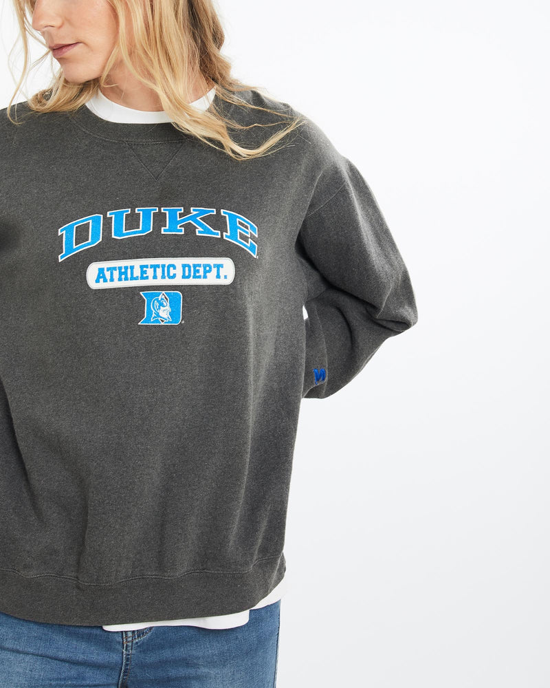 Vintage, NCAA, Duke, Blue, Devils, Sweatshirt, The Real Deal, size medium, colour Grey, newtown, sydney, australia, thrift store, opshop, preloved, secondhand, sustainable, retro, antique, 70s, 80s, 90s, 2000s, 00s, fashion, clothing, streetwear, trendy, garment, style, boutique, store, shop, archive, sale, cheap, best, top, Sweats and hoodies