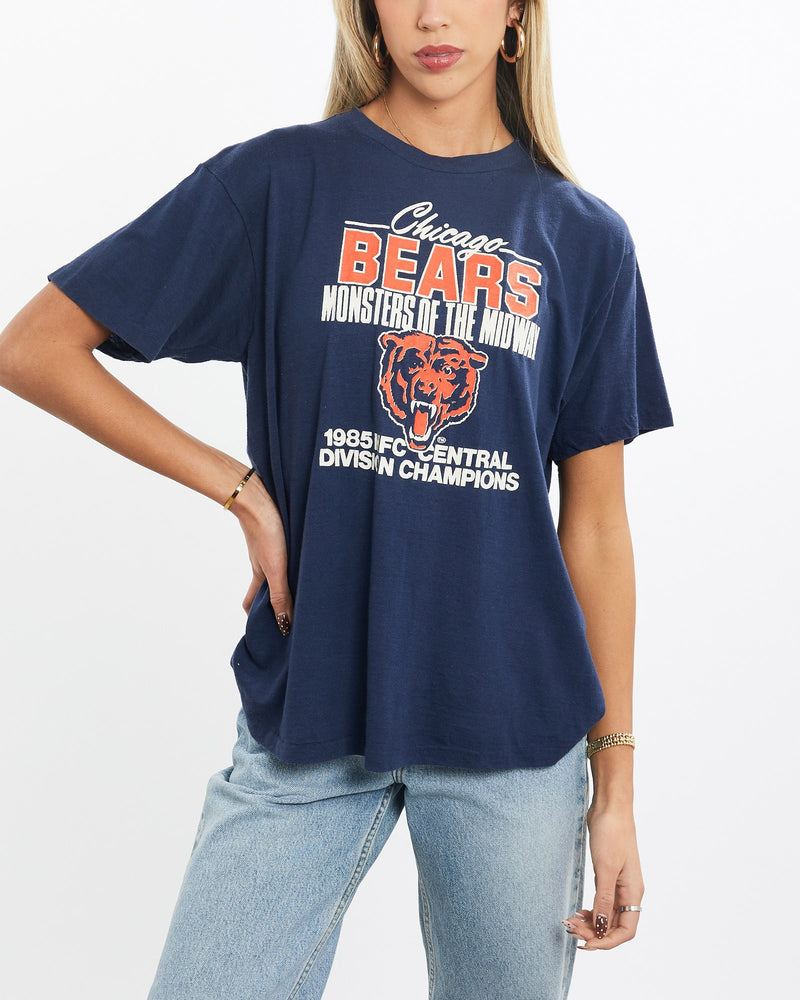 Vintage, 1985, NFL, Chicago, Bears, Tee, The Real Deal, size extra small, colour Navy, newtown, sydney, australia, thrift store, opshop, preloved, secondhand, sustainable, retro, antique, 70s, 80s, 90s, 2000s, 00s, fashion, clothing, streetwear, trendy, garment, style, boutique, store, shop, archive, sale, cheap, best, top, T-Shirts