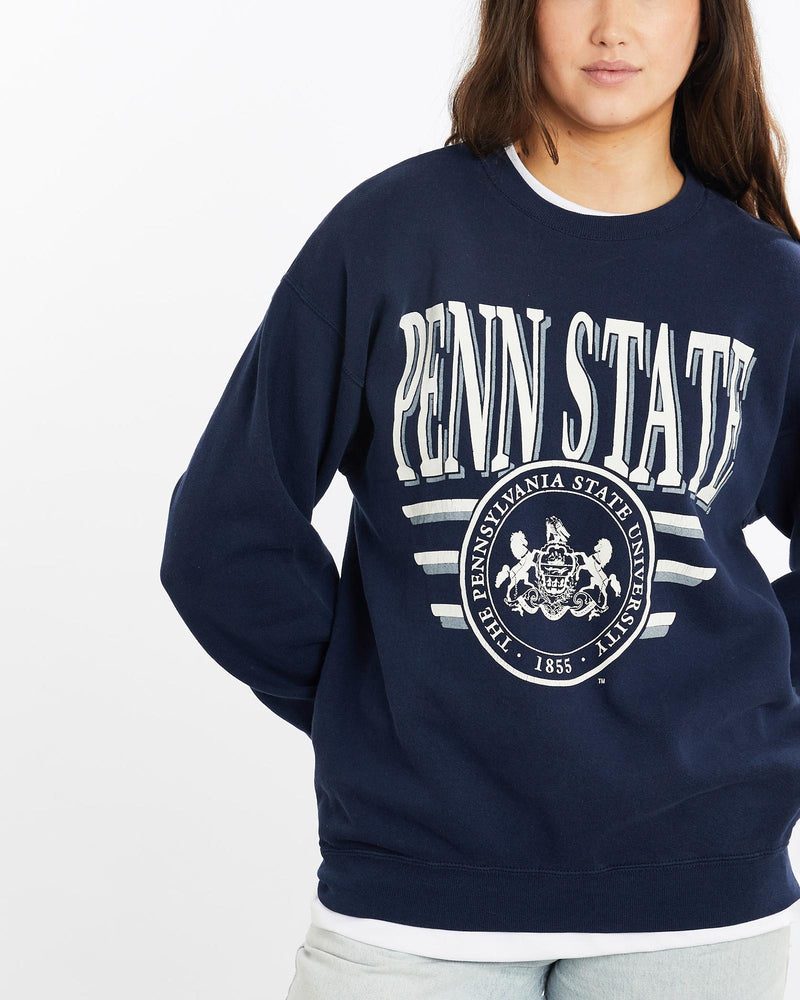 Vintage, 90s, NCAA, Penn, State, Nittany, Lions, Sweatshirt, The Real Deal, size medium, colour Blue, newtown, sydney, australia, thrift store, opshop, preloved, secondhand, sustainable, retro, antique, 70s, 80s, 90s, 2000s, 00s, fashion, clothing, streetwear, trendy, garment, style, boutique, store, shop, archive, sale, cheap, best, top, Sweats and hoodies