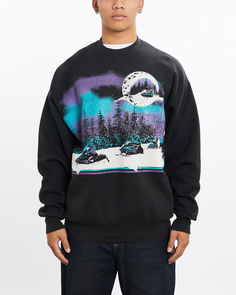Vintage, 1994, Snowmobile, Sweatshirt, The Real Deal, size large, colour Black, newtown, sydney, australia, thrift store, opshop, preloved, secondhand, sustainable, retro, antique, 70s, 80s, 90s, 2000s, 00s, fashion, clothing, streetwear, trendy, garment, style, boutique, store, shop, archive, sale, cheap, best, top, Sweats and hoodies