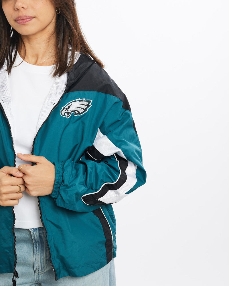 Vintage, NFL, Philadelphia, Eagles, Windbreaker, Jacket, The Real Deal, size double extra small, colour Multicolour, newtown, sydney, australia, thrift store, opshop, preloved, secondhand, sustainable, retro, antique, 70s, 80s, 90s, 2000s, 00s, fashion, clothing, streetwear, trendy, garment, style, boutique, store, shop, archive, sale, cheap, best, top, Jackets