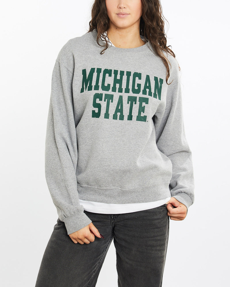 Vintage, Michigan, State, Sweatshirt, The Real Deal, size medium, colour Grey, newtown, sydney, australia, thrift store, opshop, preloved, secondhand, sustainable, retro, antique, 70s, 80s, 90s, 2000s, 00s, fashion, clothing, streetwear, trendy, garment, style, boutique, store, shop, archive, sale, cheap, best, top, Sweats and hoodies