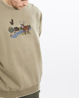 Vintage, 90s, Dear, Wildlife, Sweatshirt, The Real Deal, size extra large, colour Green, newtown, sydney, australia, thrift store, opshop, preloved, secondhand, sustainable, retro, antique, 70s, 80s, 90s, 2000s, 00s, fashion, clothing, streetwear, trendy, garment, style, boutique, store, shop, archive, sale, cheap, best, top, Sweats and hoodies