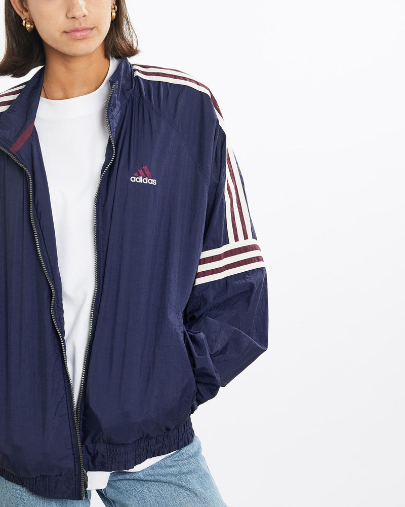 Vintage, 90s, Adidas, Track, Jacket, The Real Deal, size small, colour Navy, newtown, sydney, australia, thrift store, opshop, preloved, secondhand, sustainable, retro, antique, 70s, 80s, 90s, 2000s, 00s, fashion, clothing, streetwear, trendy, garment, style, boutique, store, shop, archive, sale, cheap, best, top, Jackets