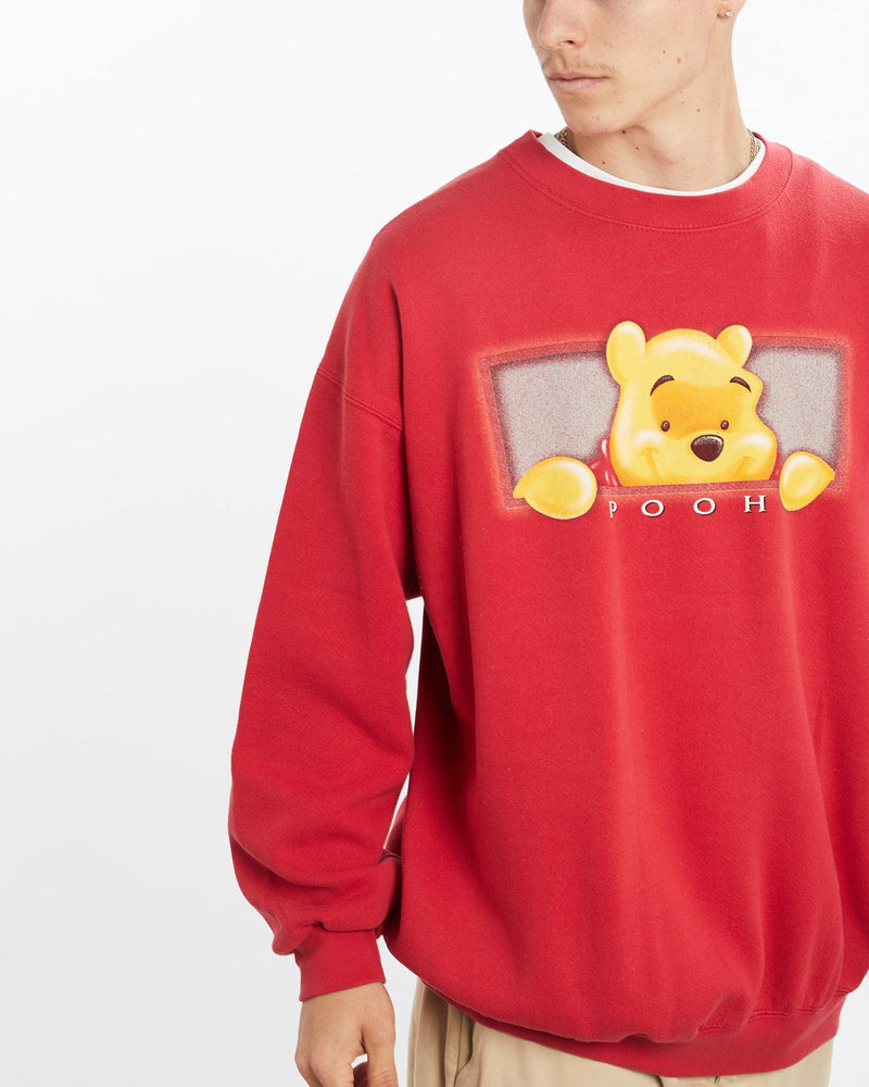 Vintage, 90s, Disney, Winnie, The, Pooh, Sweatshirt, The Real Deal, size extra large, colour Red, newtown, sydney, australia, thrift store, opshop, preloved, secondhand, sustainable, retro, antique, 70s, 80s, 90s, 2000s, 00s, fashion, clothing, streetwear, trendy, garment, style, boutique, store, shop, archive, sale, cheap, best, top, Sweats and hoodies