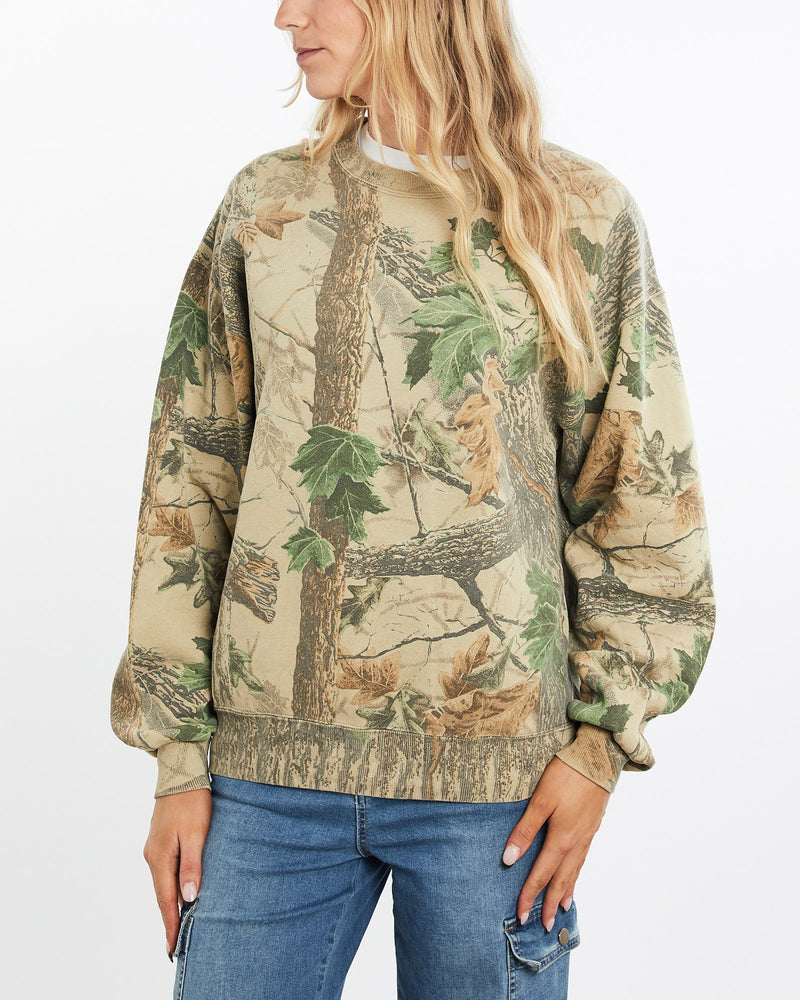 Vintage, 90s, Realtree, Camo, Sweatshirt, The Real Deal, size medium, colour Green, newtown, sydney, australia, thrift store, opshop, preloved, secondhand, sustainable, retro, antique, 70s, 80s, 90s, 2000s, 00s, fashion, clothing, streetwear, trendy, garment, style, boutique, store, shop, archive, sale, cheap, best, top, Sweats and hoodies