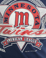 Vintage, 1991, MLB, Minnesota, Twins, Tee, The Real Deal, size medium, colour Navy, newtown, sydney, australia, thrift store, opshop, preloved, secondhand, sustainable, retro, antique, 70s, 80s, 90s, 2000s, 00s, fashion, clothing, streetwear, trendy, garment, style, boutique, store, shop, archive, sale, cheap, best, top, T-Shirts