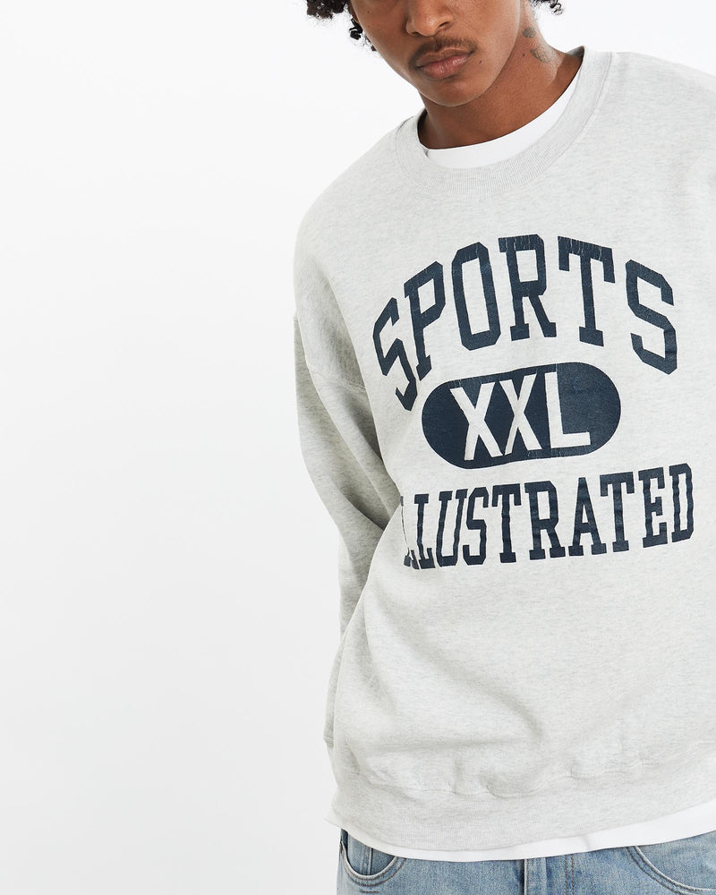 Vintage, 90s, Sports, Illustrated, Sweatshirt, The Real Deal, size large, colour Grey, newtown, sydney, australia, thrift store, opshop, preloved, secondhand, sustainable, retro, antique, 70s, 80s, 90s, 2000s, 00s, fashion, clothing, streetwear, trendy, garment, style, boutique, store, shop, archive, sale, cheap, best, top, Sweats and hoodies