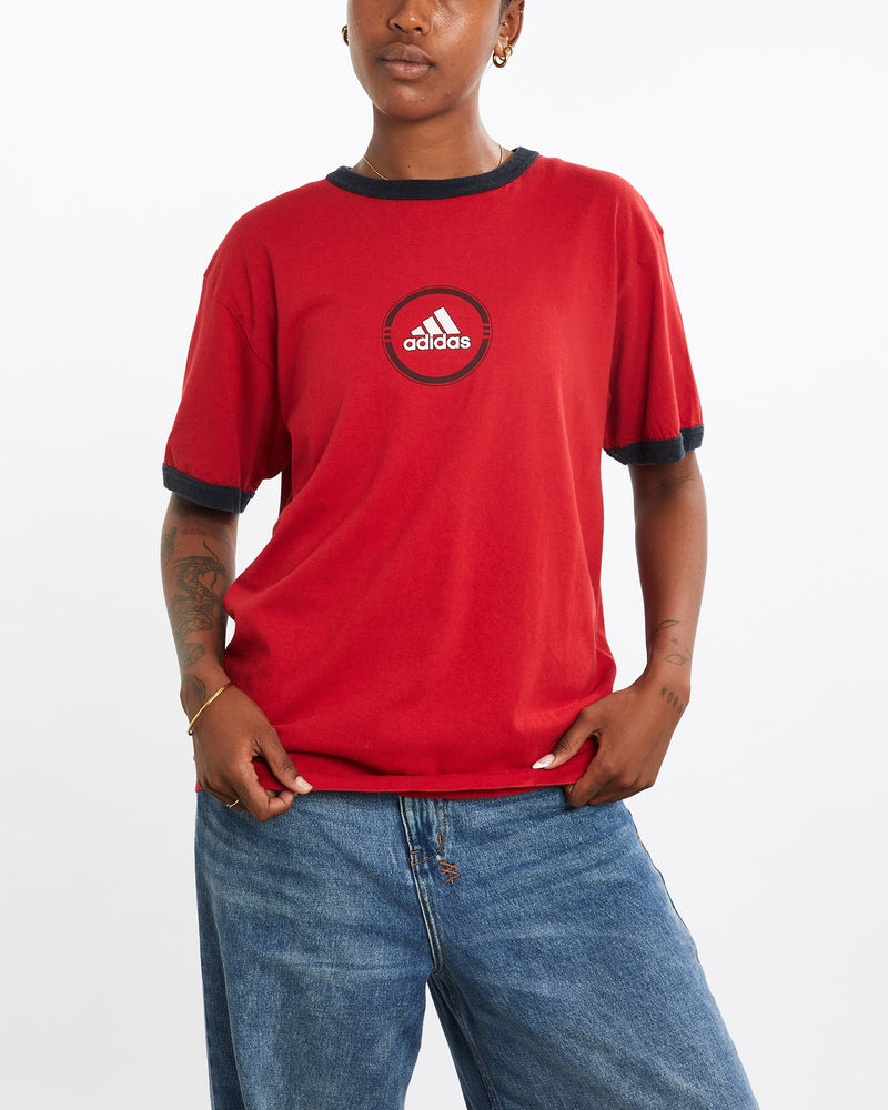 Vintage, Adidas, Tee, The Real Deal, size medium, colour Red, newtown, sydney, australia, thrift store, opshop, preloved, secondhand, sustainable, retro, antique, 70s, 80s, 90s, 2000s, 00s, fashion, clothing, streetwear, trendy, garment, style, boutique, store, shop, archive, sale, cheap, best, top, T-Shirts